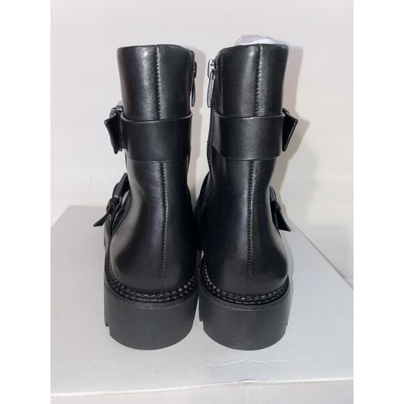 New Nordstrom Sz 9M Blk Nomacomb Lea Water Resist Zip Lug Sole Leather Moto Boot - Picture 3 of 8